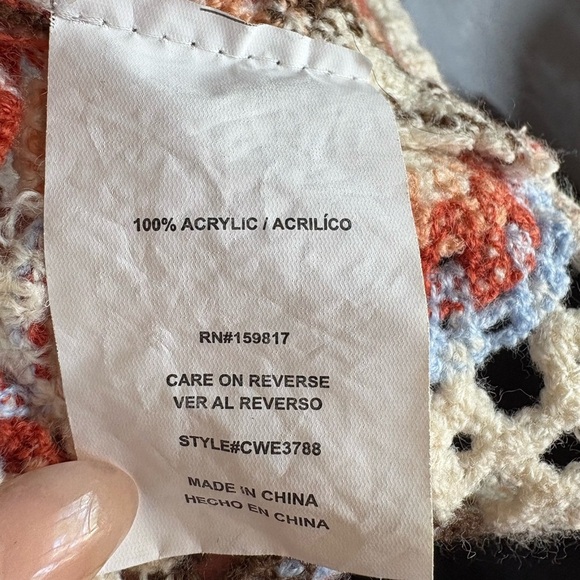 Altar'd State Maya Crochet Medallion Tank Top ivory fall color pattern sz M used - Picture 7 of 9